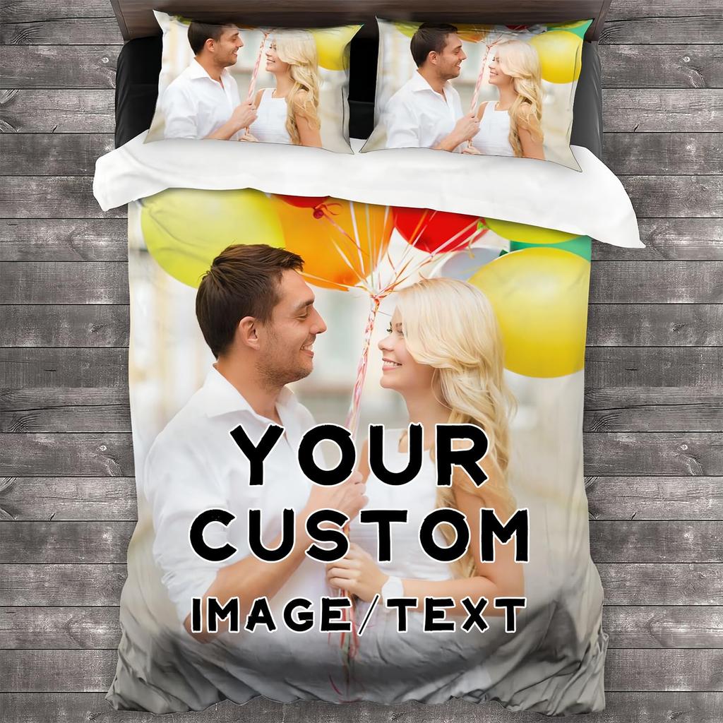Custom Valentine'S Day Duvet Cover With Pillowcases Microfiber Photo 3D Digital Printed Bedding Set Full Queen King