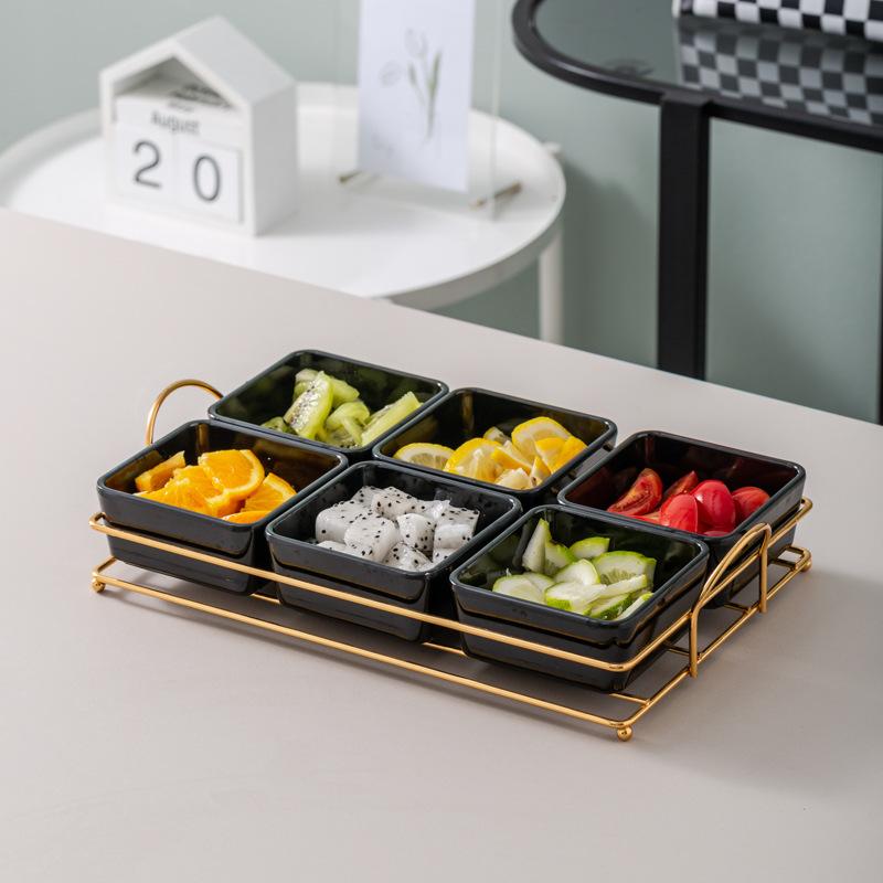 Ktv Clubhouse Fruit Plate Melamine Bar Muscle Foot Four Or Six Gongge Snack Plate Grid Barbecue Cold Vegetables Snack Plate Plate Plate