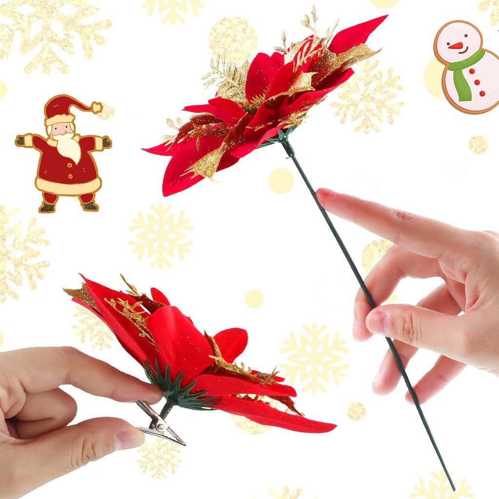 Large Artificial Christmas Flowers Glitter Xmas Tree Ornaments DIY Wreath Simulation Floral Wedding New Year Party Home Decor