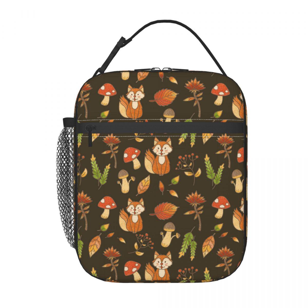 

Cute Fox And Forest Pattern Insulated Lunch Bag for Women Kids Leakproof Food Boxes Thermal Lunch Box Tote One Size