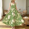 Women's Long Tank Dress Fresh Green White Gradient,Flowy Full Skirt,Soft & Comfy Fabric,Versatile for Daily Commute,Casual Home & Outwear