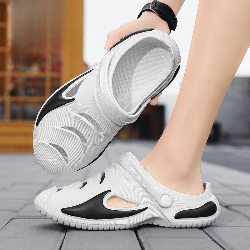 Cave Shoes Men's Summer Outer Wear Beach Anti-slip Slippers Thick Bottom Super Soft Wrapped Toe Sandals Dual Purpose