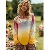 Europe America Women's T-shirt Fashion Floral Print Pullover Bohe Style Women Long Sleeve T-shirt Outdoor Casual Tees Top