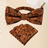 Floral Jacquard Adjustable Pre Tied Bows Tie and Pocket Square Set for Men Formal Wedding Party Prom Necktie Neckwear