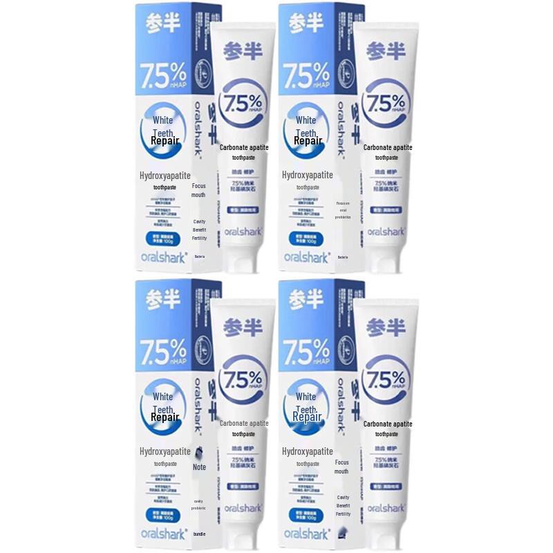 oralshark Hydroxyapatite Toothpaste with Fluoride, Manlong Guiyu, 4 x 100g