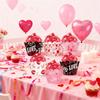 12pcs/set Valentine's Day Decor Scene Prop Heart Baking Cake Wrappers Party Decor Supplies Cake Decoration Accessories
