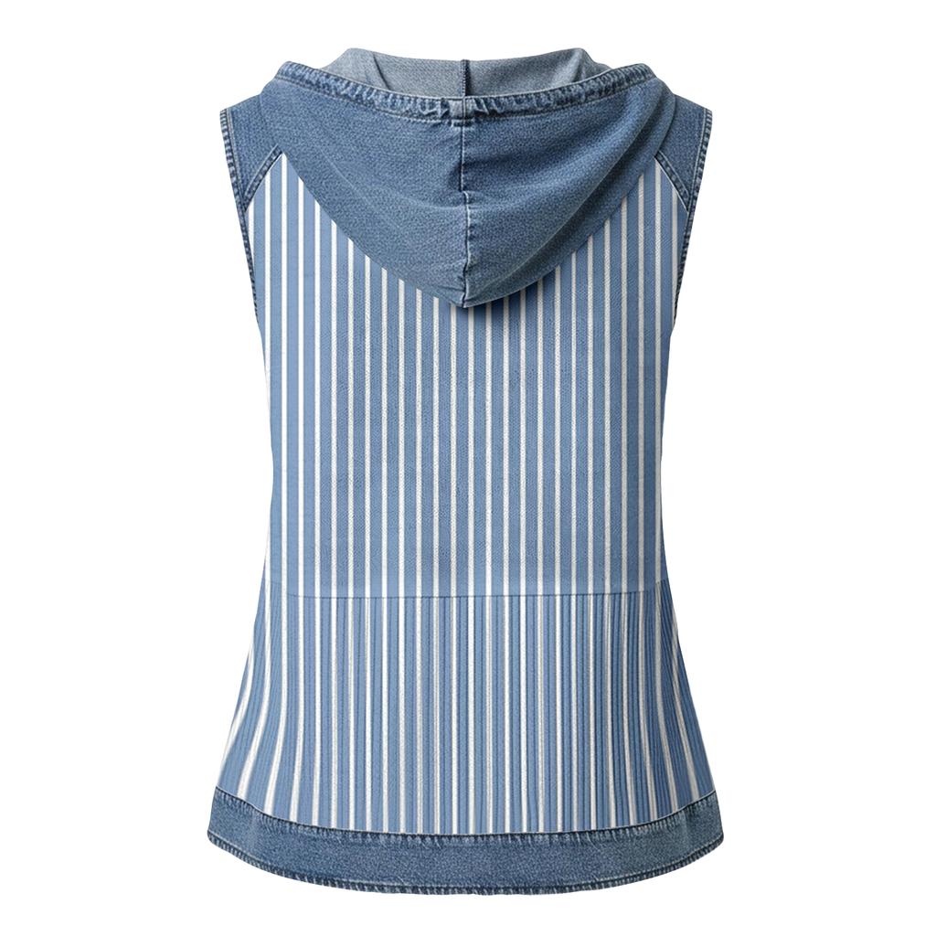 Damen Kapuzenweste Freizeit Ärmellos Patchwork-Design Leicht Bequeme Passform Weicher Stoff Stilvolles Print-Detail Sommerkleidung