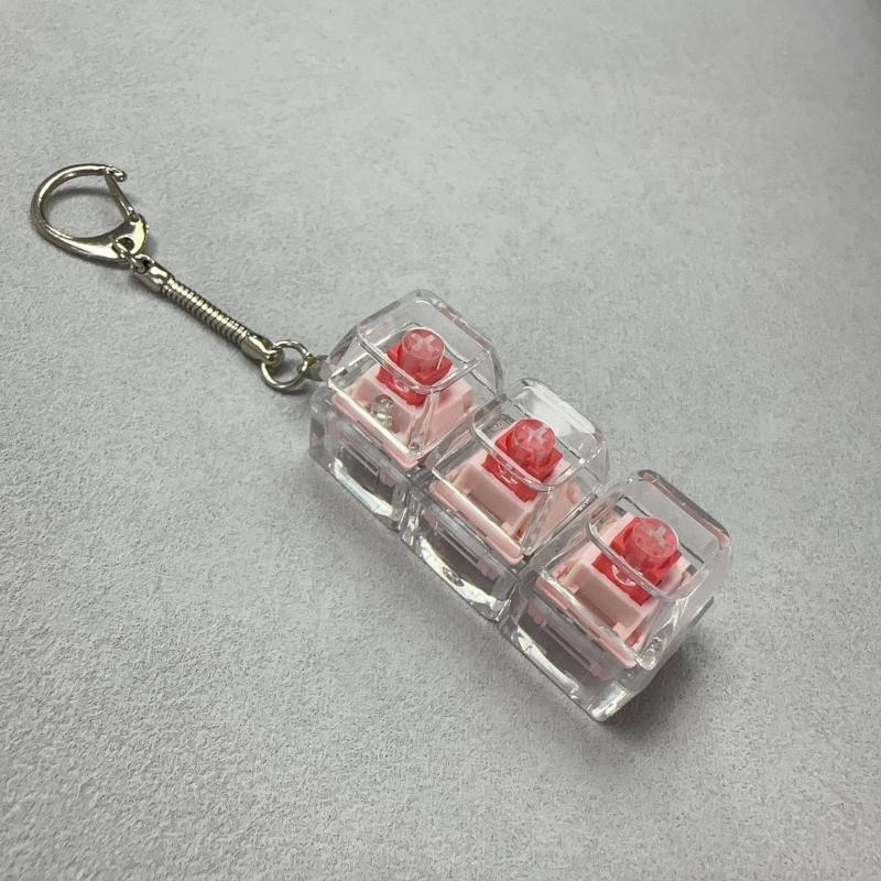 3Keys Keyboard Key Chain DIY Button Finger Keyboard Caps Stress Relief Toy Bag Pendant Transparent Shaft Decompression Toy Gift