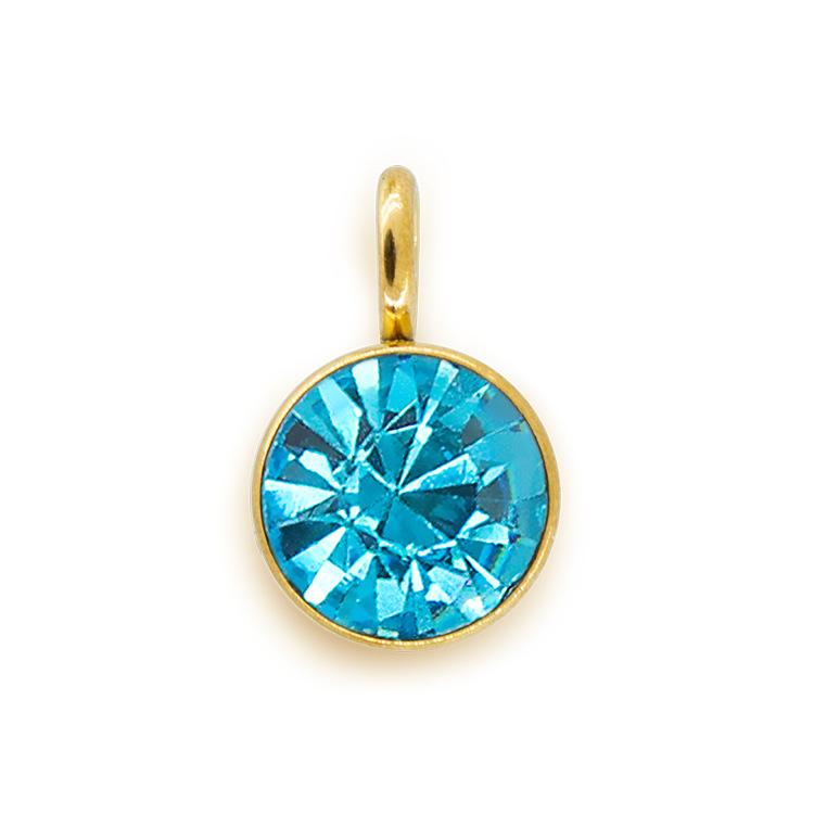 10pcs 6mm Gold Stainless Steel Birthstones Charms Pendants for Necklace Bracelet Jewelry Making DIY Rhinestone Crystal Beads