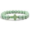 Turquoise Cross Elastic Yoga Bracelet with Black Volcanic Stone