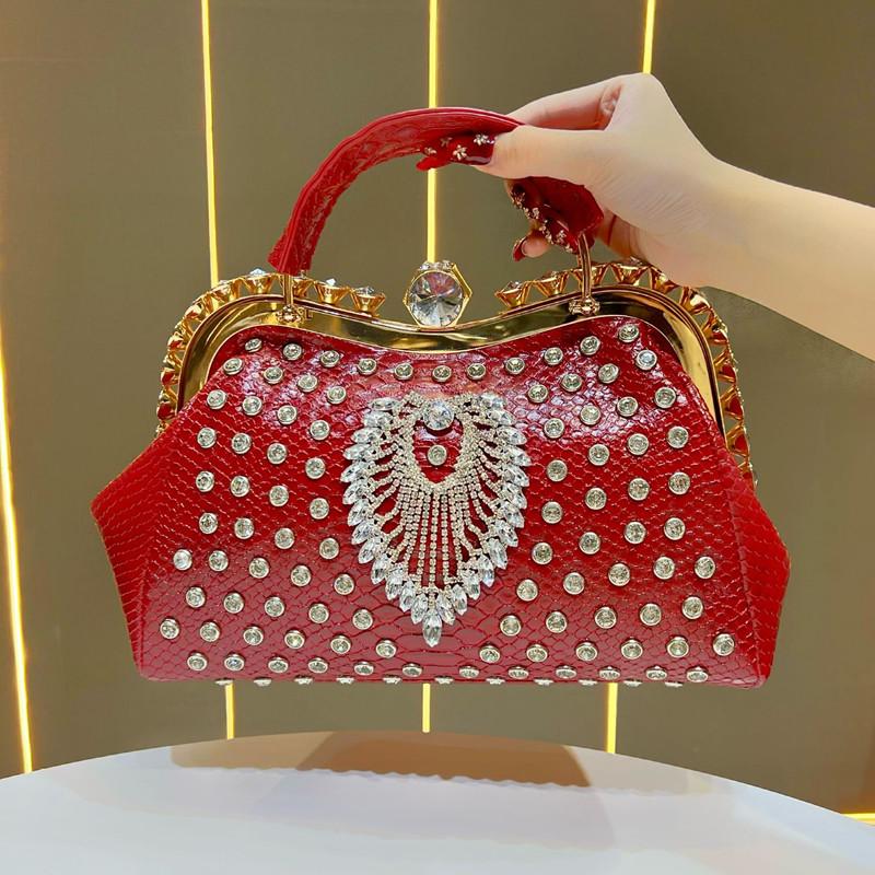 2025 Luxury Fashion Big Diamonds Women Handbags Lady Brand Design High End Party Evening Bag Rhinestone Shoulder Messenger Bags