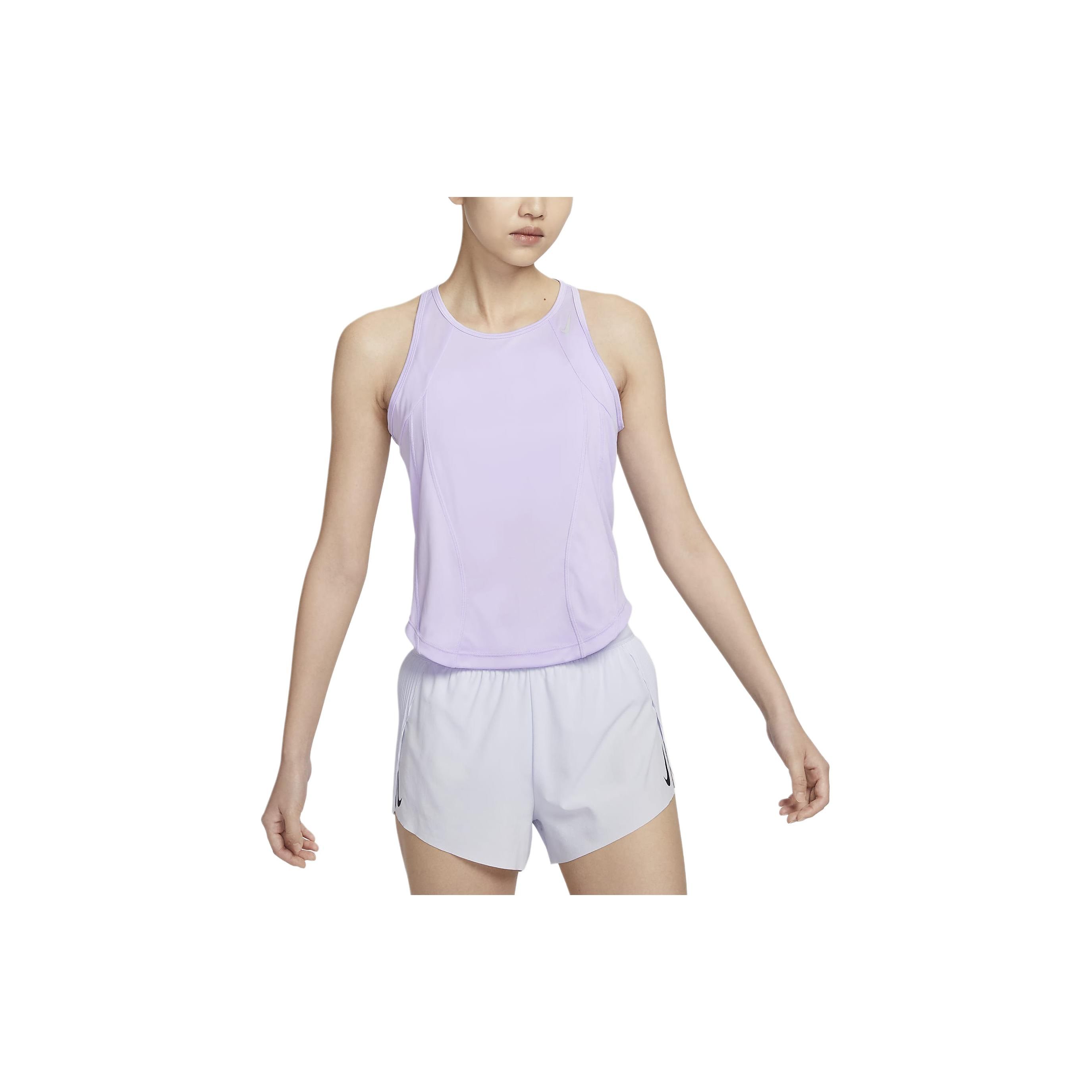 

Nike Fast Solid Color Sleeveless Fitted Crew Neck Tank Top Women tops Lilac FN2515512 L