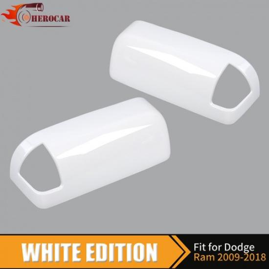 2PCS White Mirror Covers With Turn Signal For 2010-2018 Dodge Ram 1500 Exterior