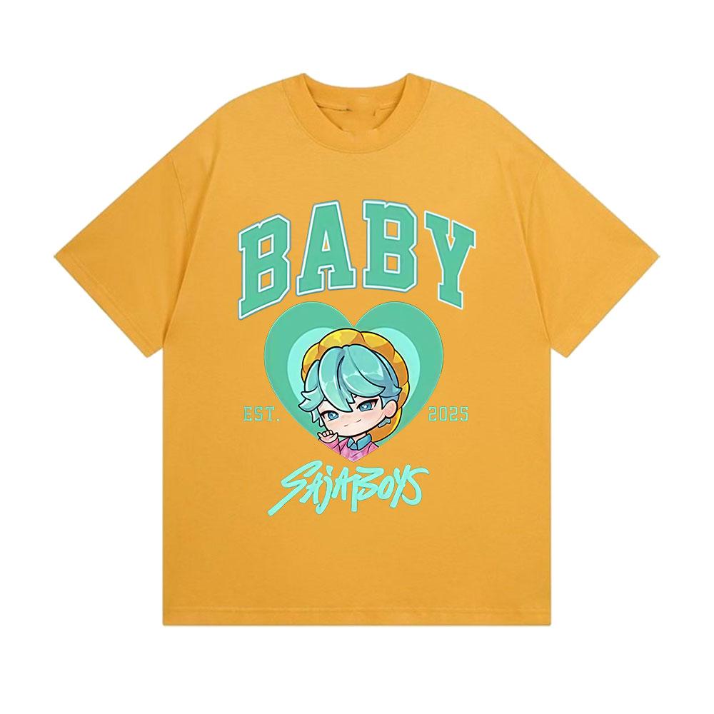 

2025 Summer Baby Saja Boys K-pop Demon Hunters Graphic Men Fashion Cozy 100% Pure Cotton Printed T-shirt Harajuku Tops M