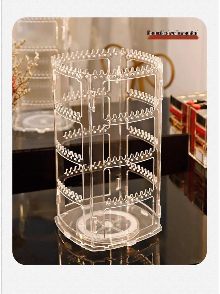 Transparent flerlagers roterande smyckesdisplayställ för örhängen