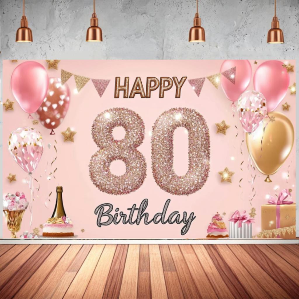 Birthday Decorations Elegant Custom Banner Birthday Backdrop Glitter Mitzvah Backdrop For Photo Shoot Party