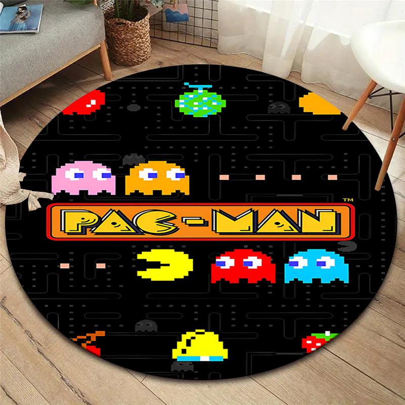 Pac-Man Round Area Rug,Carpet Rug for Living Room Bedroom Sofa Playroom Decor,Non-slip Floor Mat