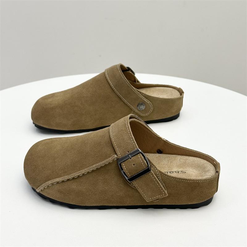 

Версия из мягкой кожи~ матовые туфли Boken женские 2025 весна новая модная универсальная повседневная полу-шлепанцы на мягкой подошве 40 верблюд