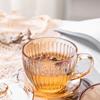 Bernsteinfarbener Glas-Kaffeetasse-Teller, zweiteiliges Set, Becher, Wassertasse, Kaffeetasse, Milchbecher, Frühstückstasse, Nachmittagstee