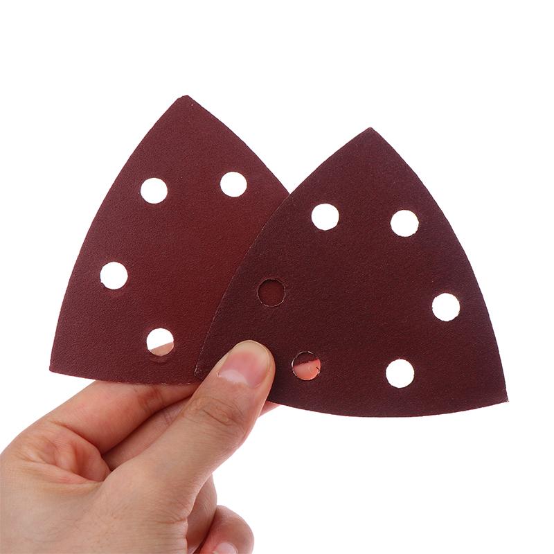 40Pcs Triangular Sanding Pads 6 Holes Detail Sander Sandpaper Grits 80+120+180+240 Perfect For Delta/Multi-Grip Sanders