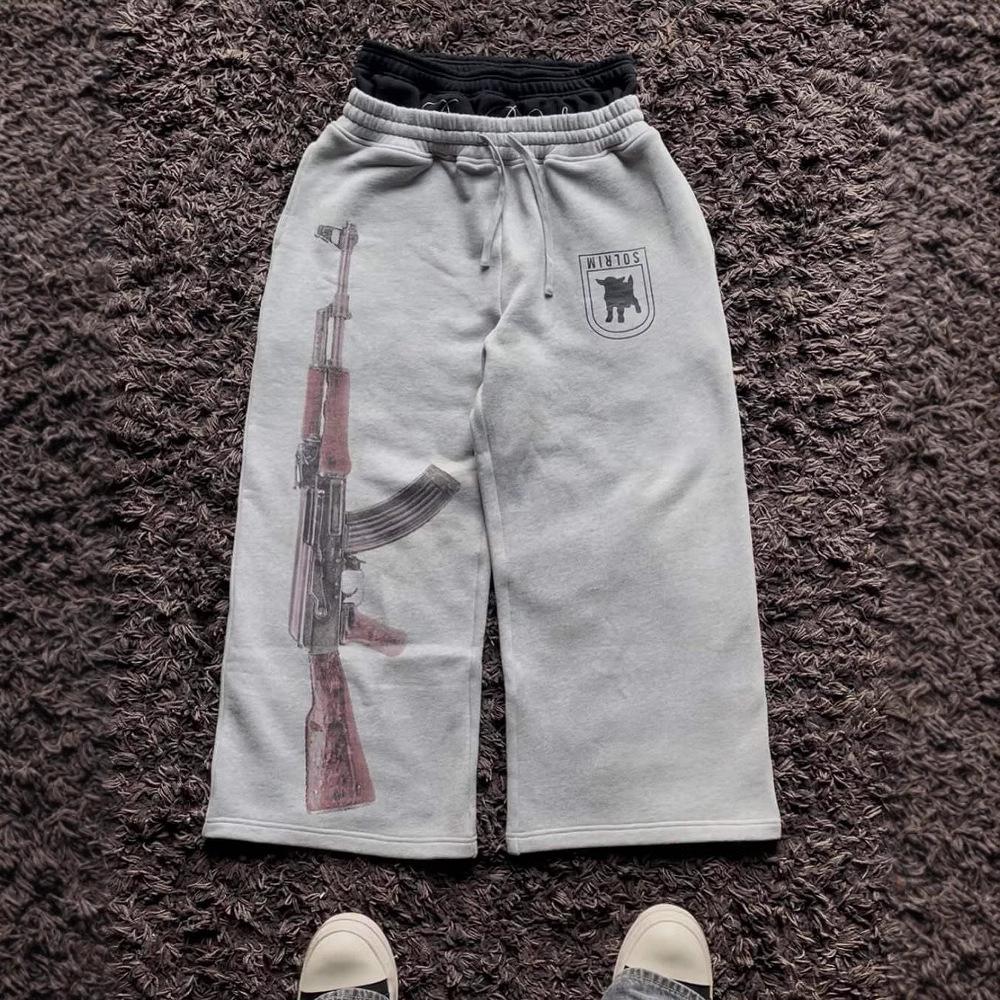 Unisex Doppelbund Gestickte Bedruckte Gerade Bein Jogginghose Street Hip Hop Stil Kordelzug Lässige Sporthosen Paar Locker Sitzende Schweißhosen