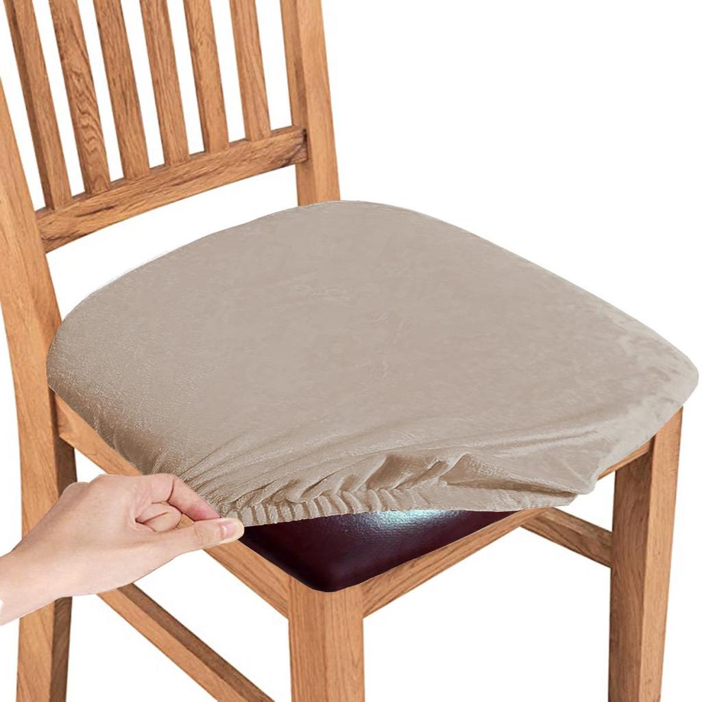 Silver Fox Velvet Elastic Chair Cushion Cover – Skin-Friendly Snap-Buckle Design for Restaurants and Clubhouses
