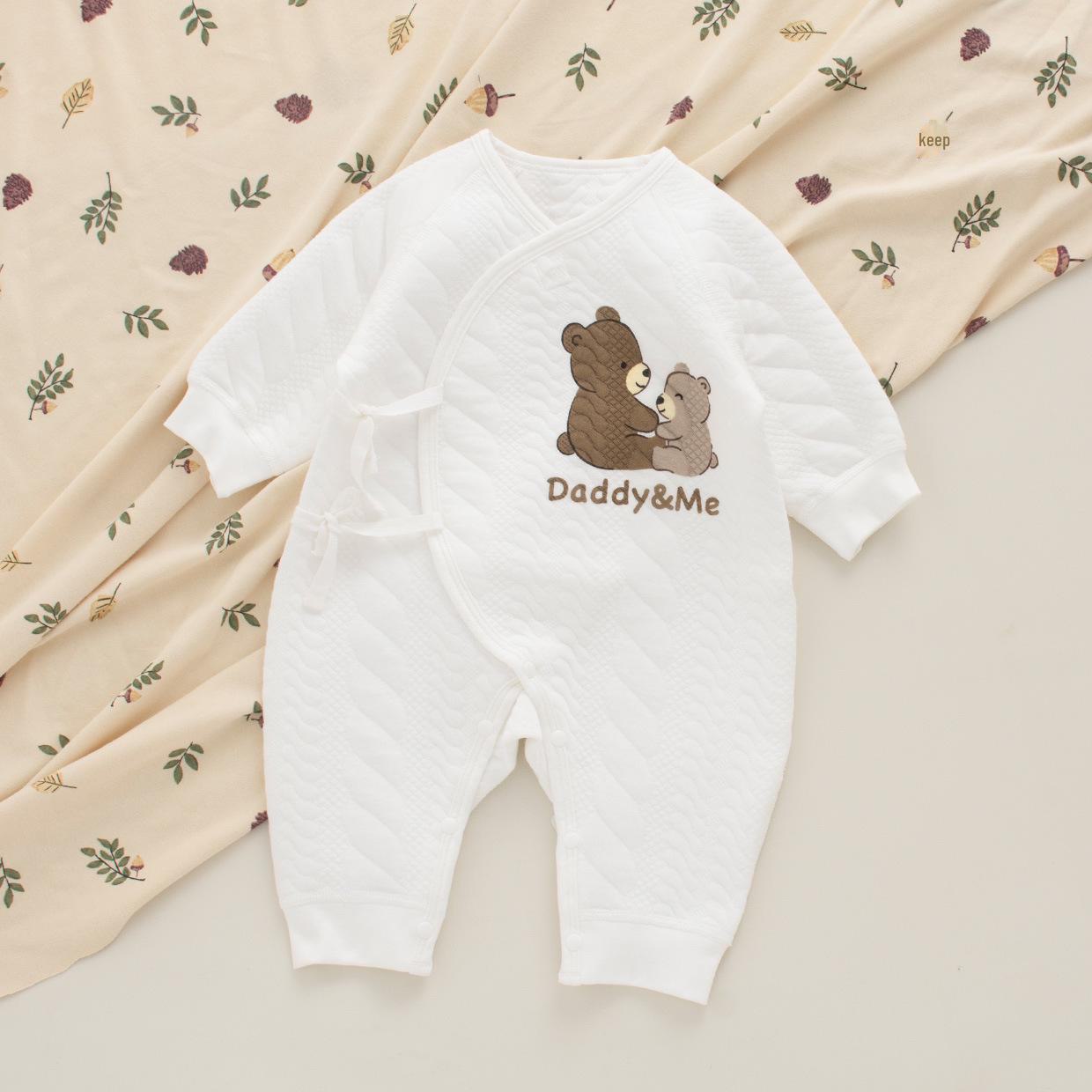 

Newborn Air Cotton Autumn/Winter Jumpsuit: Quilted, Warm, Lace-Up Romper 66 cm