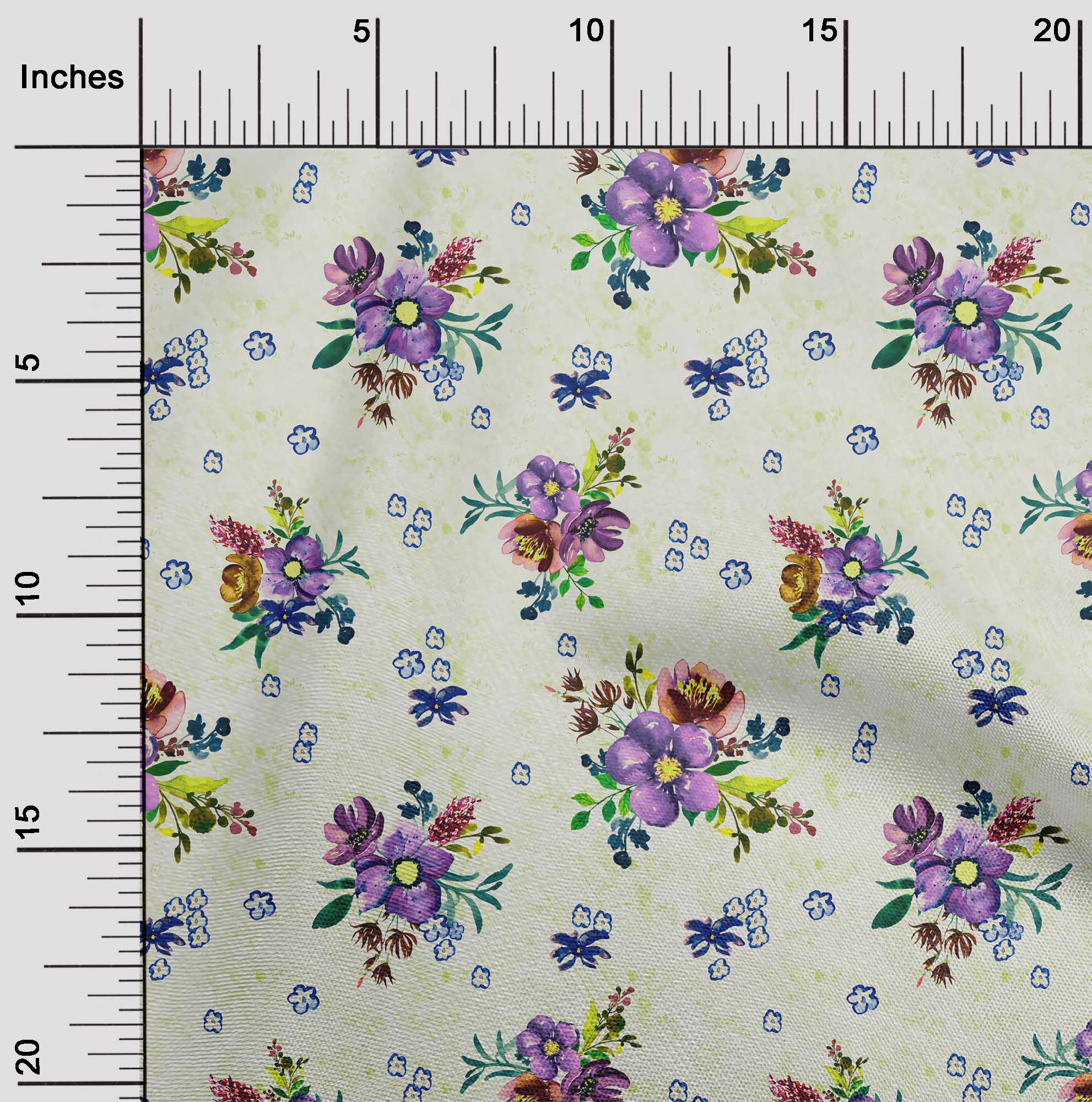 

oneOone Georgette Viscose Dusty Green Fabric Leaves & Watercolor Flower Floral Quilting Supplies Print Sewing Fabric By The Yard 42 Inch 42 Inch Wide - Viscose Chiffon фіолетовий