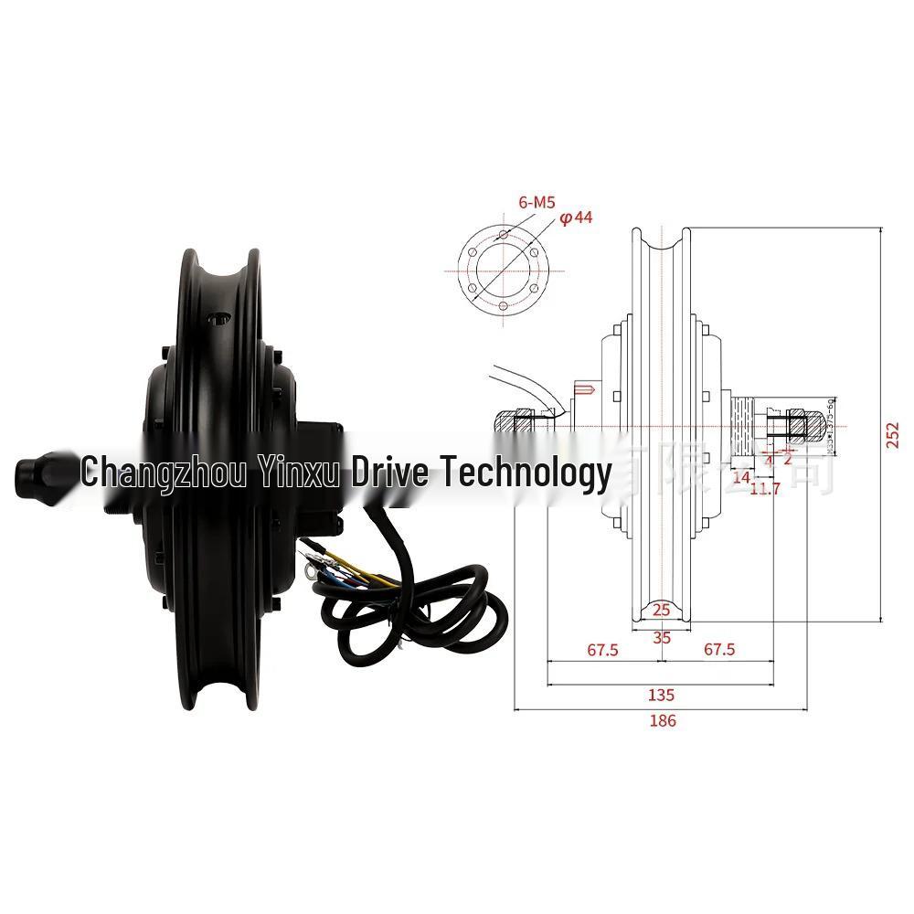 12" Brushless DC Electric Bicycle Hub Motor: 1000W/1500W, 36V-72V