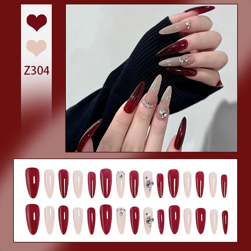 

Винно-красные накладные ногти премиум-класса: Ногти в стиле легкой роскоши для осени и зимы Tool Kit Version