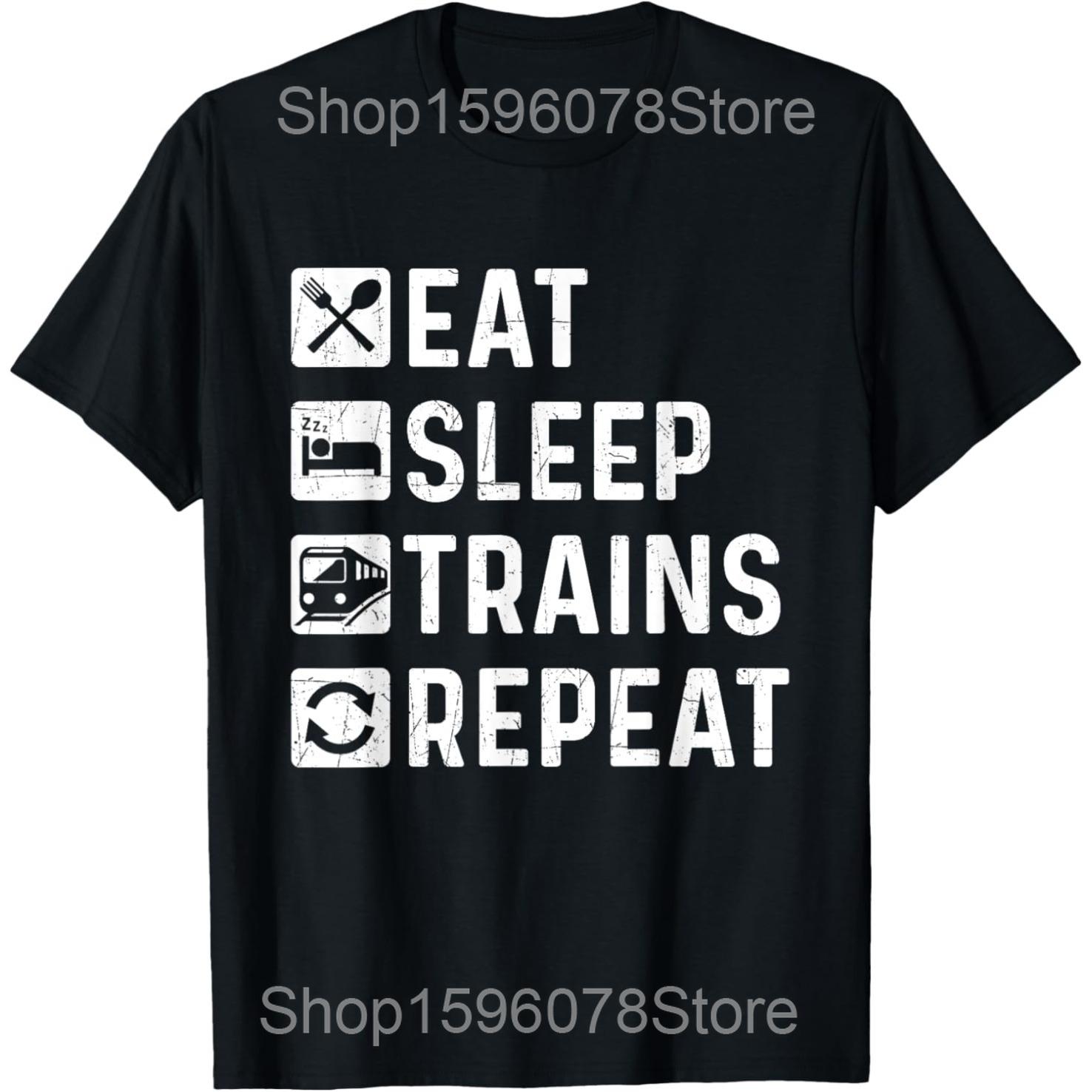 

Retro Train Lover Model Railroad Conductor Funny Train T Shirts Men Humor Streetwear Tee Short Sleeve Unisex Loose Clothing S