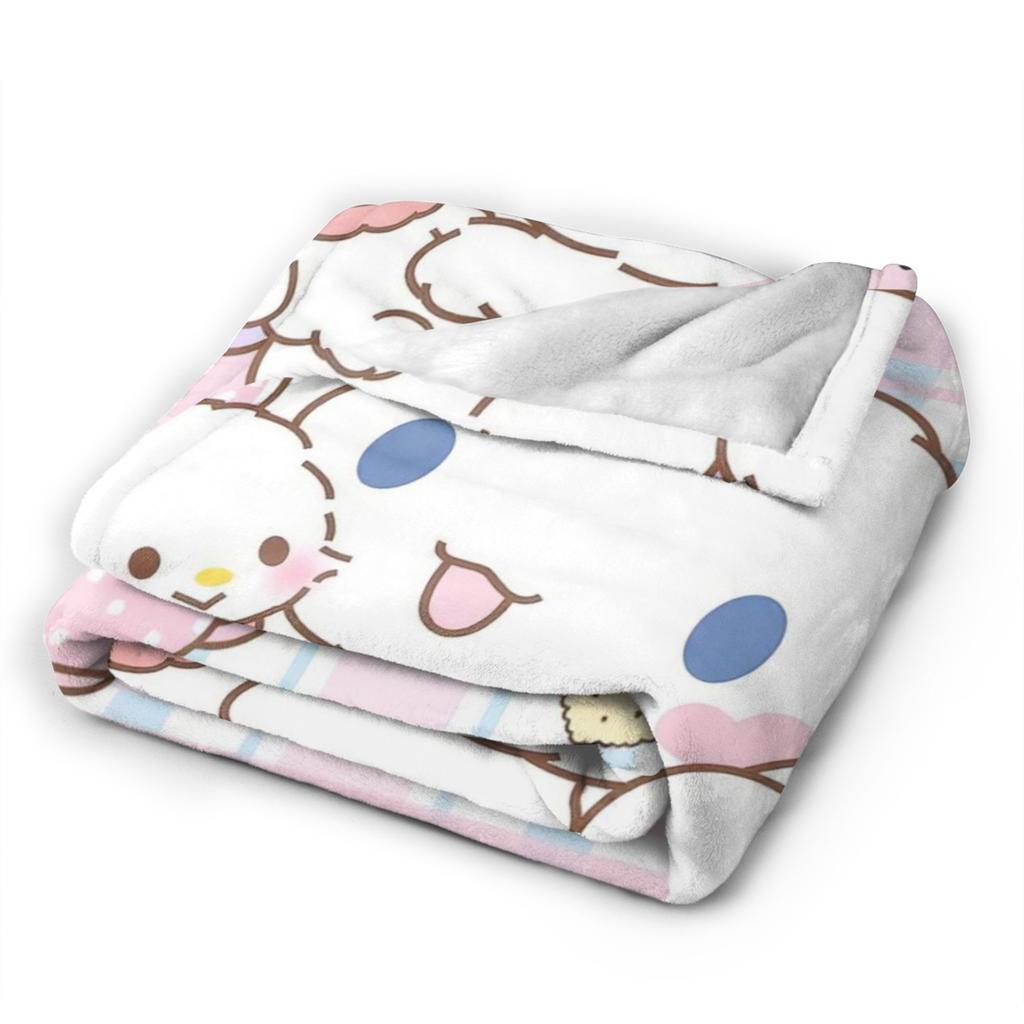 Cinnamoroll Decken Cartoon Flanell Großartige Atmungsaktive Überwurfdecken für Bett Sofa Dekoration