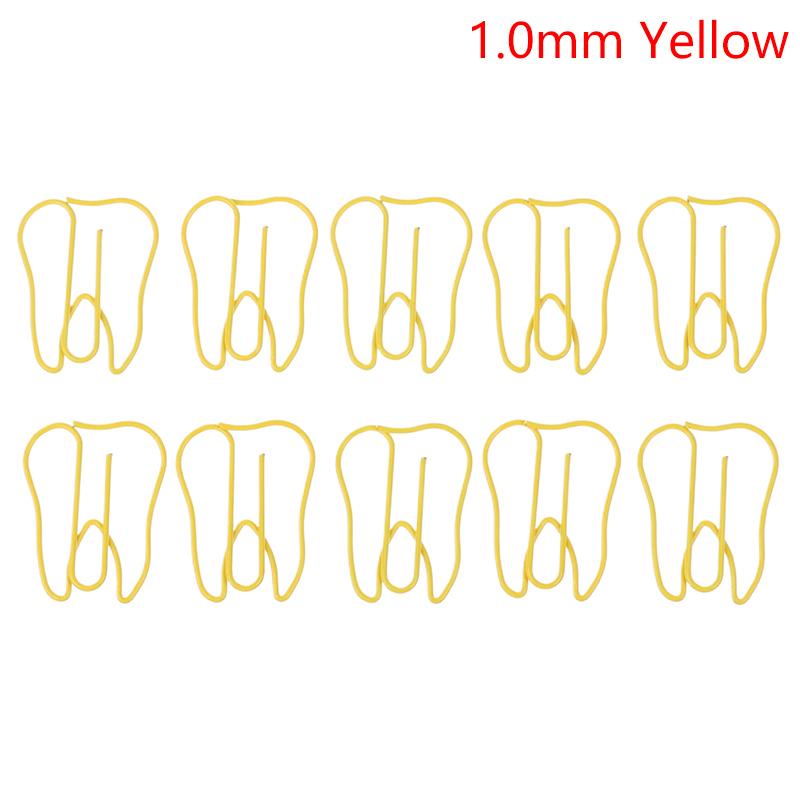 20Pcs Tooth Shape Metal Paper Clips Cute Colorful Paperclip Bookmark Note Memo Ticket Clip Dentist Gift Clinic Office Stationery