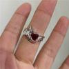Y2K Gothic Dark Red Cross Star Crow Heart Rings For Women Goth Game Love And Deepspace Sylus Cosplay Jewelry Accessories Gifts