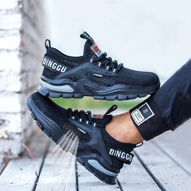 men fashion breathable steel toe caps working safety shoes air mesh summer security boots worker safe sneakers protect footwear