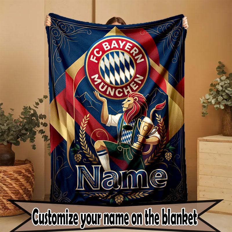 Custom Name Personalized FC Bayern Munich Print Blanket, Home Decor, Bedroom, Sofa, Camping, Couch, Gifts for Birthday Christmas