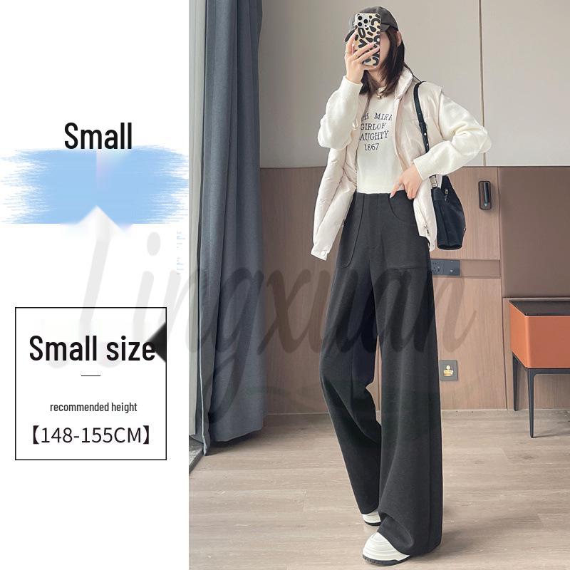 2026 Autumn/Winter Women s High-Waist Woolen Wide-Leg Floor-Length Pants M