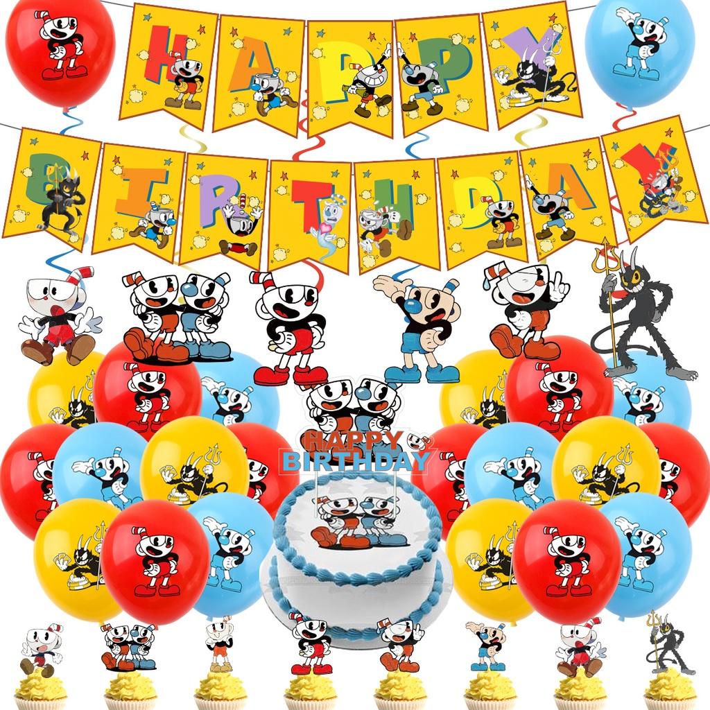 Cuphead Themed Birthday Party Decorations Set With Tea Cup Head Design Vibrant Paper Material