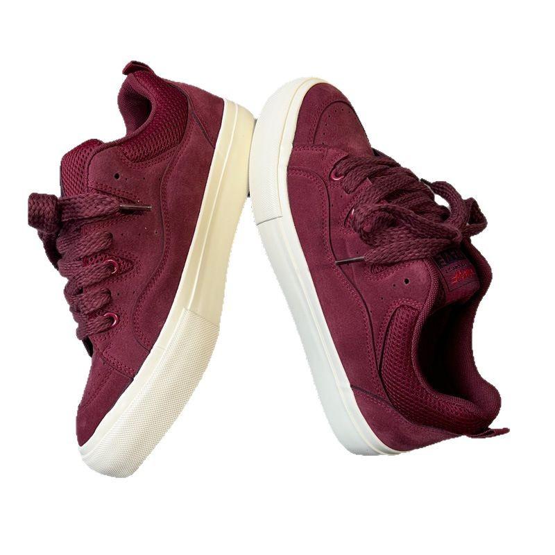 Men's Shoes Trendy Low-top Ins Burgundy Casual Board Shoes Trendy Student Trend Versatile Men's New Models