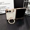 360°Rotatable Kickstand Holder Minimalist Electroplated Magnetic Phone Case For IPhone DUO 18 Fold PC Hard Shockproof Anti Scratch Protective Cover
