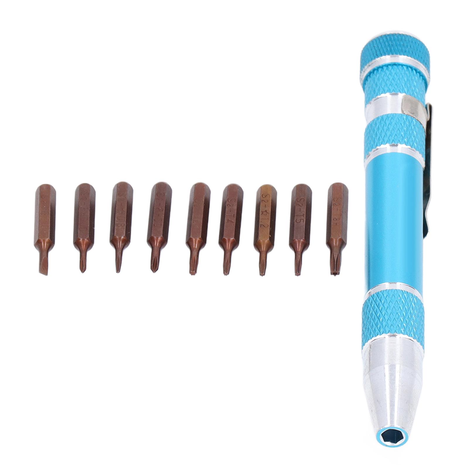 

Screwdriver Bit Set Portable Portable Pen Type Screwdriver with 9 Specifications Bits for Electronic Component