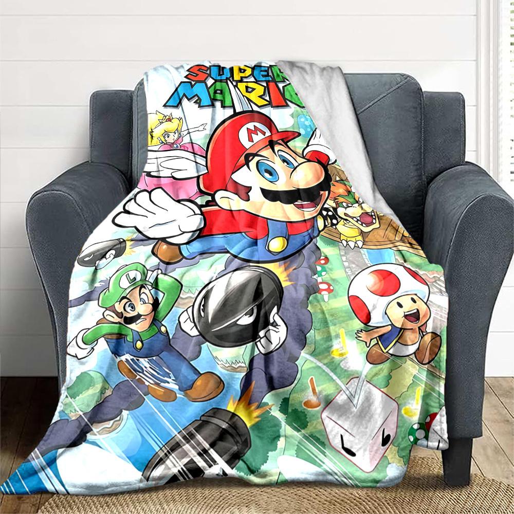 1pc Mario Adventure Soft Skin-Friendly Flannel with Digital Printing, Various Sizes Available for Family, Friends, Birthday082