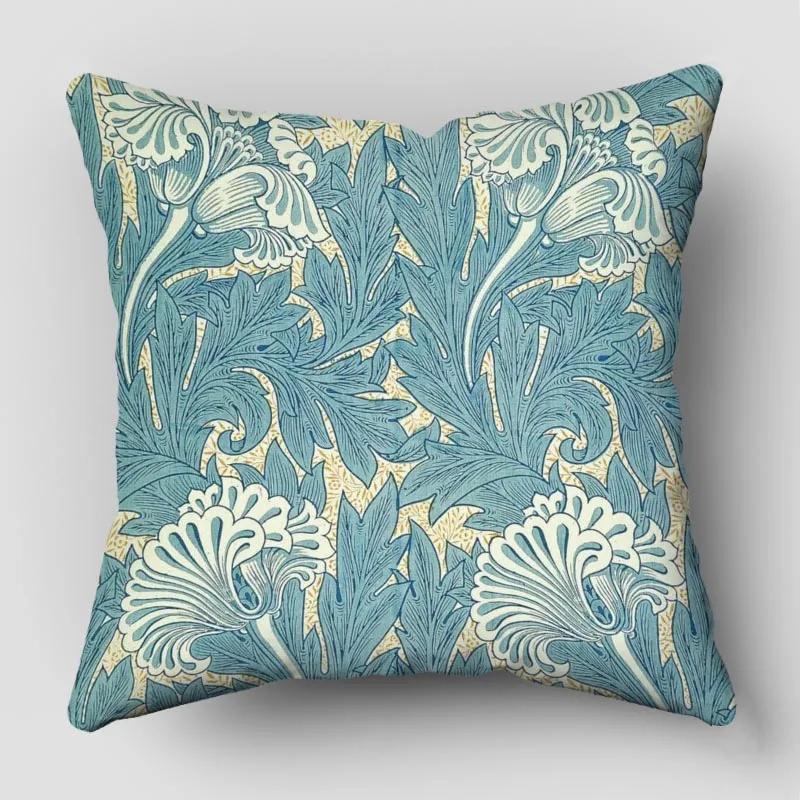 William Morris Pillow Cover Bedroom Home Office Decorative Pillowcase Square Zipper Pillow Cases Satin Fabric Eco-Friendly
