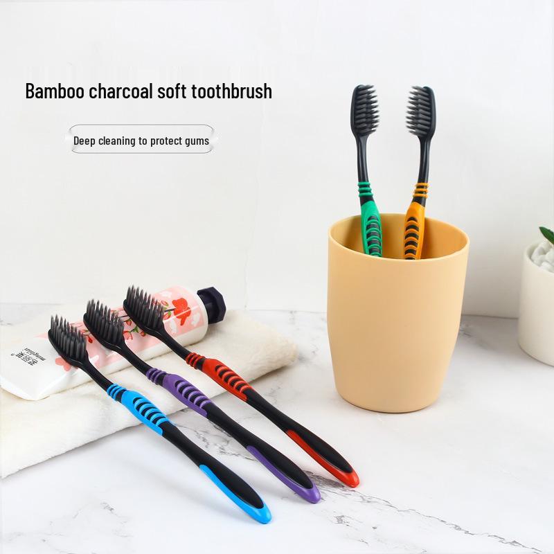 Ultra-Fine Soft Bristle Bamboo Charcoal Toothbrush - Individually Wrapped for Adults