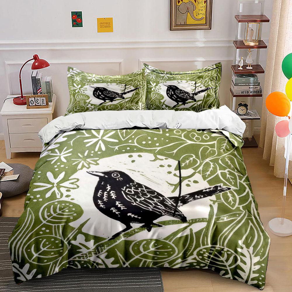Bird Nature Art Decor Set Soft Comfortable Duvet Cover Bedding Set Included 1*Duvet Cover & 2*Pillowcases, Gift