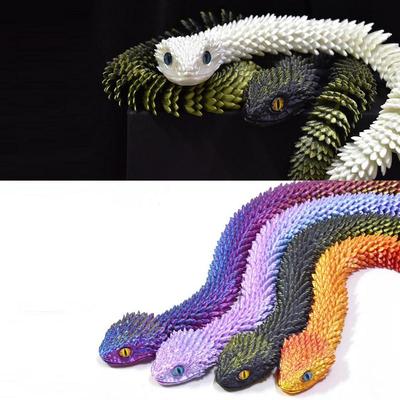 Action Figure 3D Printed Snake Articulated Bush Vipers Dragon Snake Integrated Joint Mobility Statue Ornament Home Decor Gift