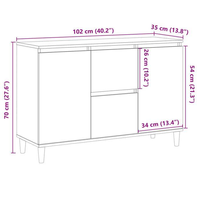 VidaXL Buffet vieux bois 102x35x70 cm bois d'ingénierie 856484
