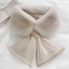 Korean Style Women's Fluffy Faux Mink Scarf - Thick Striped Fur Collar & Neck Warmer