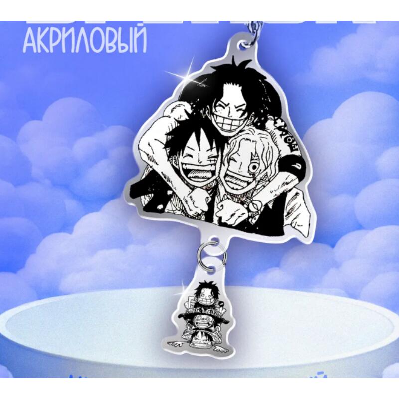 Acrylic Key Buckle for One Piece Monkey D. Luffy Portgas D. Ace Sabo Roronoa Zoro Diy Anime Decoration Pendant Creative Gift