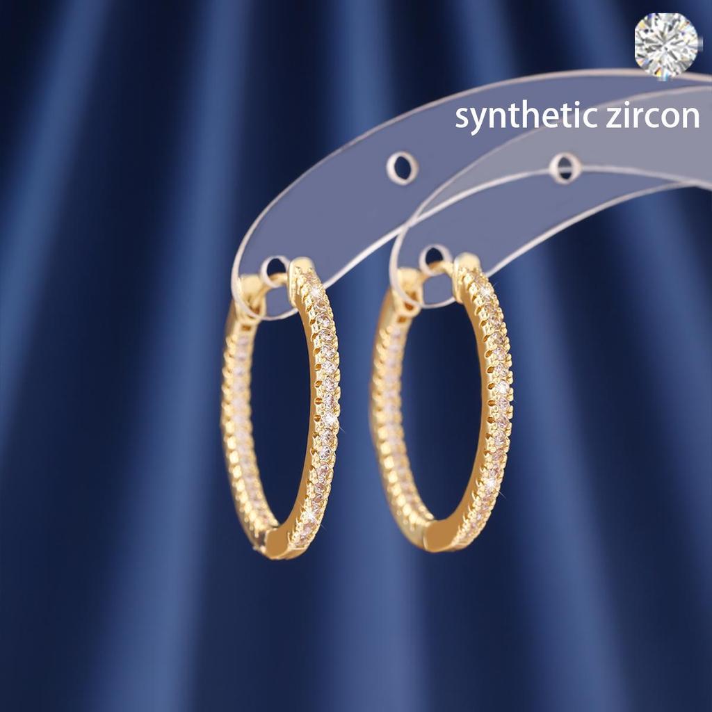 Elegant Aquamarine Zircon Circle Earrings - High-End European and American Style, Versatile Luxury Accessories for Women